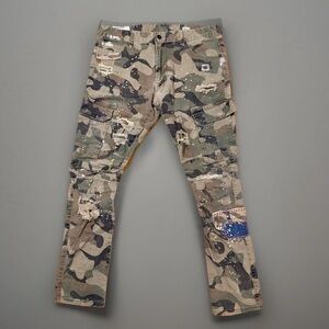 Smoke Rise Camo Cargo Pants Distressed Paint Streetwear Men’s 38/34- See Photos